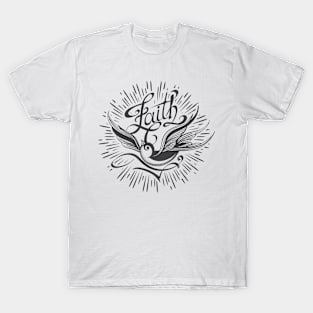 Flying Swallow and hand made Lettering T-Shirt